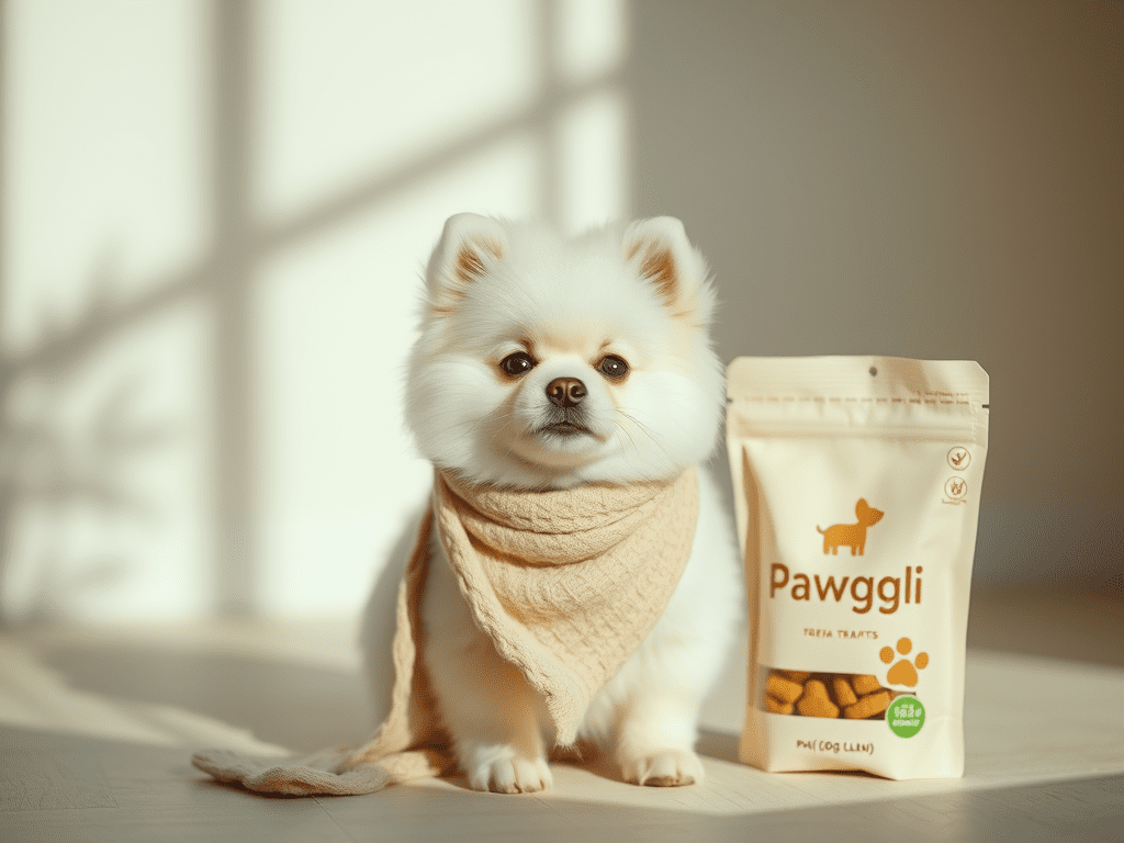 Selección de accesorios caninos PAWGLY presentados en un diseño limpio